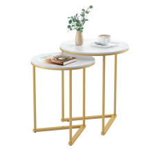 Modern Round Nesting Table Set of 2 Coffee End Desk