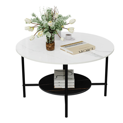 Modern Coffee Table 2 Tier Living Room Desk Sintered Stone
