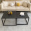 2 Rectangle Nesting Coffee Table Black Painted Legs Side End Table 1