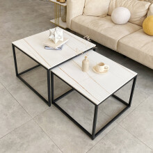 Rectangle Nesting Coffee Side Table Set Living Room Sintered Stone
