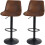 Kitchen Bar Stool Chair Set: 2 Leather Brown Bars Stools 1