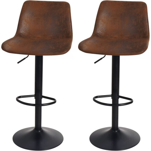Kitchen Bar Stool Chair Set: 2 Leather Brown Bars Stools