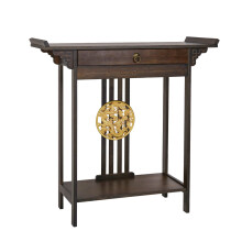 2 Tiers Classic Bamboo Console Table with Drawer Hallway Living Room