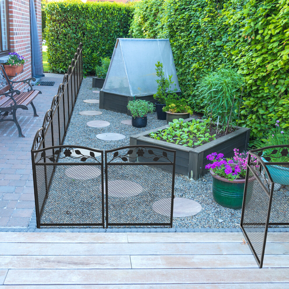 Metal Garden Fence: 5 Panels Decorative Garden Fences