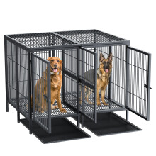 Heavy Duty Dog Cage with Removable Divider Double Crate for 2 Dogs
