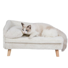 Luxury Cat Bed Stool Dog Sofa Couch Bed Rubber Wood Legs