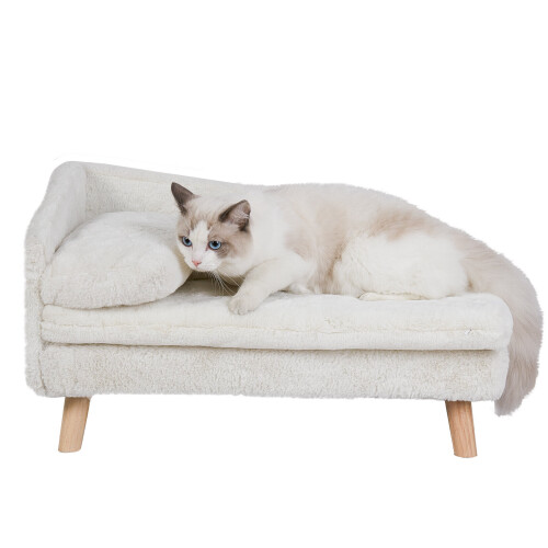Bingopaw Luxury Cat Bed Stool Dog Sofa Couch Bed Rubber Wood Legs
