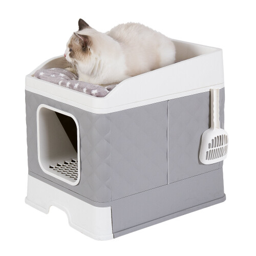Bingopaw Katzentoilette Möbel Top Front-Entry Katzentoilette mit Matte