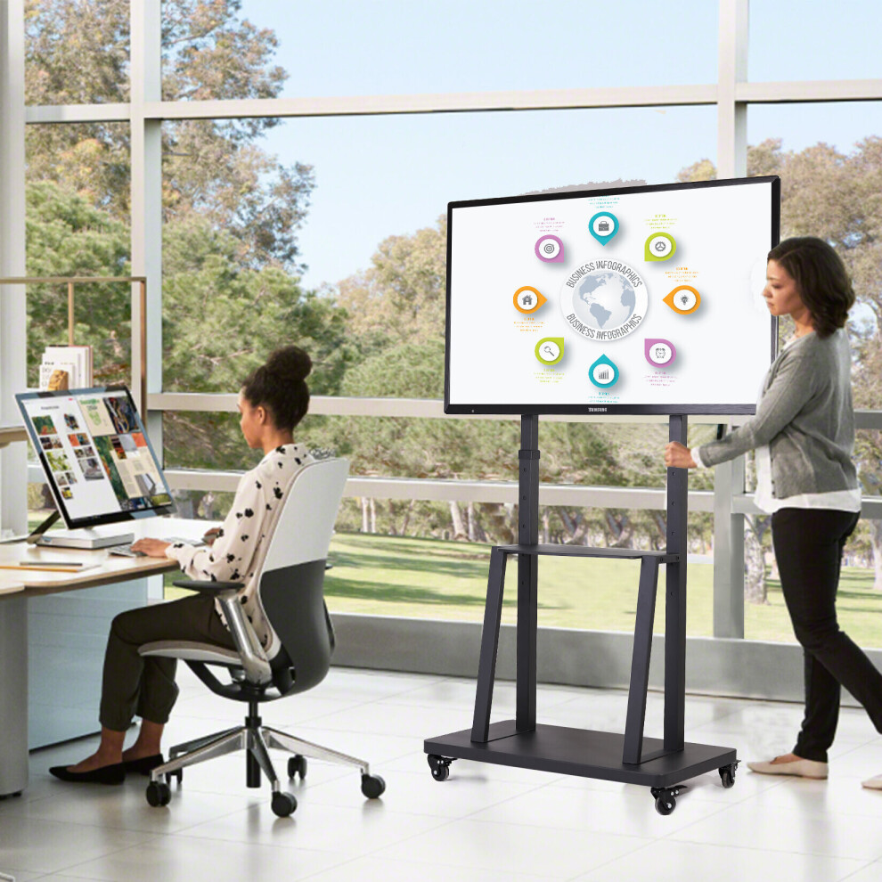 Heavy Duty TV Mount Stand on Wheels Rolling TV Floor Bracket