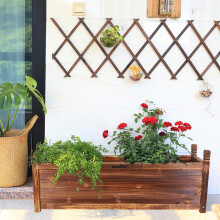 Wood Planter Box Outdoor Garden Rectangular Planter Flowers Box