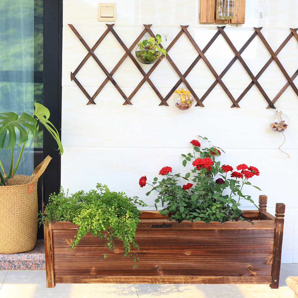 Wood Planter Box Outdoor Garden Rectangular Planter Flowers Box