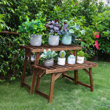 3Pack Wood Plant Rack Stand Ladder Garden Corner Flower Display Shelf