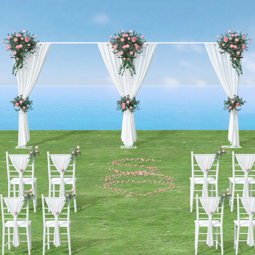 3x6m Adjustable Metal Wedding Backdrop Frame Stand - Heavy-Duty Iron, White, Triple-Base Stability