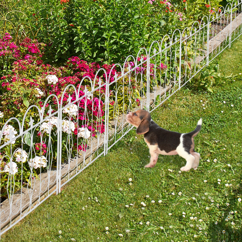 5pcs White Metal Garden Fencing Panel Animal Barrier Edge Wire Border
