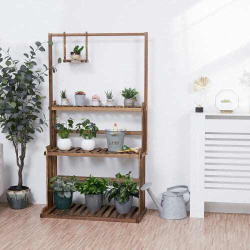 Karbonisiertes Holz Pflanzenständer Display Blumenhalter