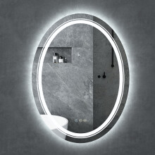 Miroir LED rétroéclairé 700x500 mm, dimmable, capteur tactile, anti-buée, IP44, 3000-6000K, 6100 lm, cadre aluminium argent