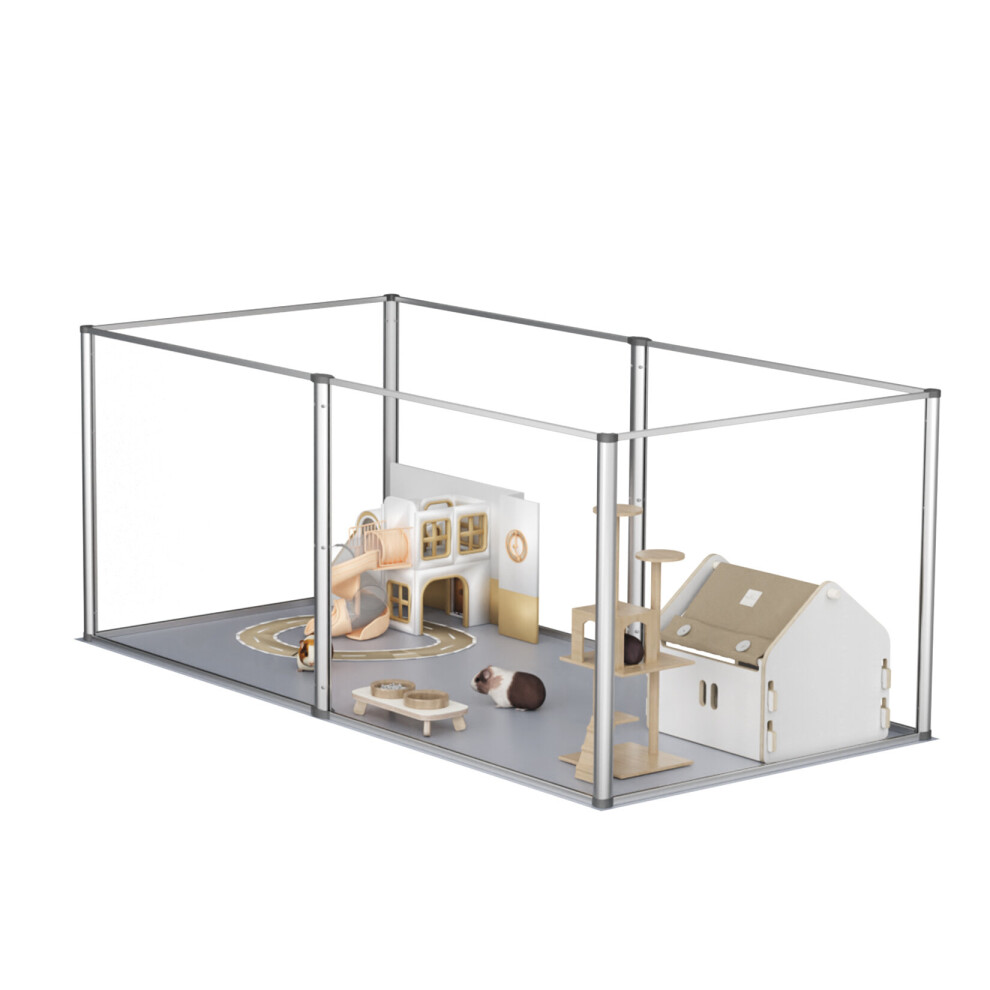 6 Panels Acrylic Playpen Cage Small Animals Guinea Pig Hamster Fence