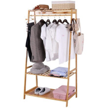 Home Bamboo Garment Rail Rack Shoes Storage Shelf Coats Hanging Stand