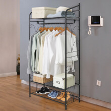 Metal Clothes Rail Storage Garment Shelf Heavy Duty Shoe Rack