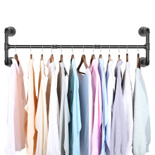 Wall Mount Hanging Garment Storage Rack Industrial Pipe Clothes Rack