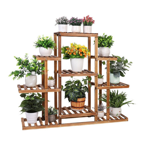6 Tier Holz Garten Pflanze Rack Lagerung Blumentopf Stand