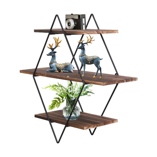 ustic Floating Shelves Wood, Diamond Wall Mounted Shelves