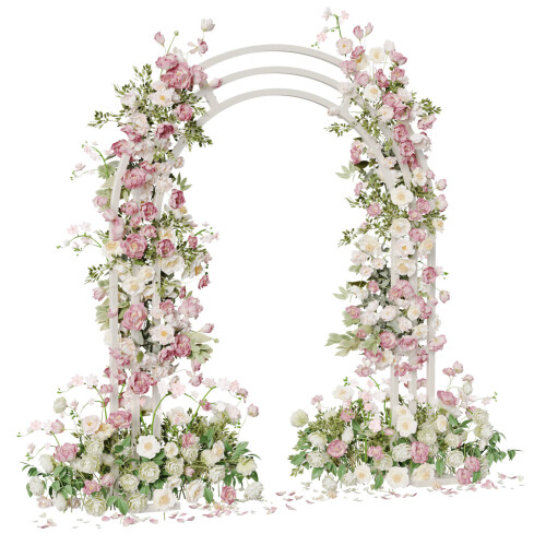 White Wedding Ceremony Arch Frame Metal Backdrop Garden Archway