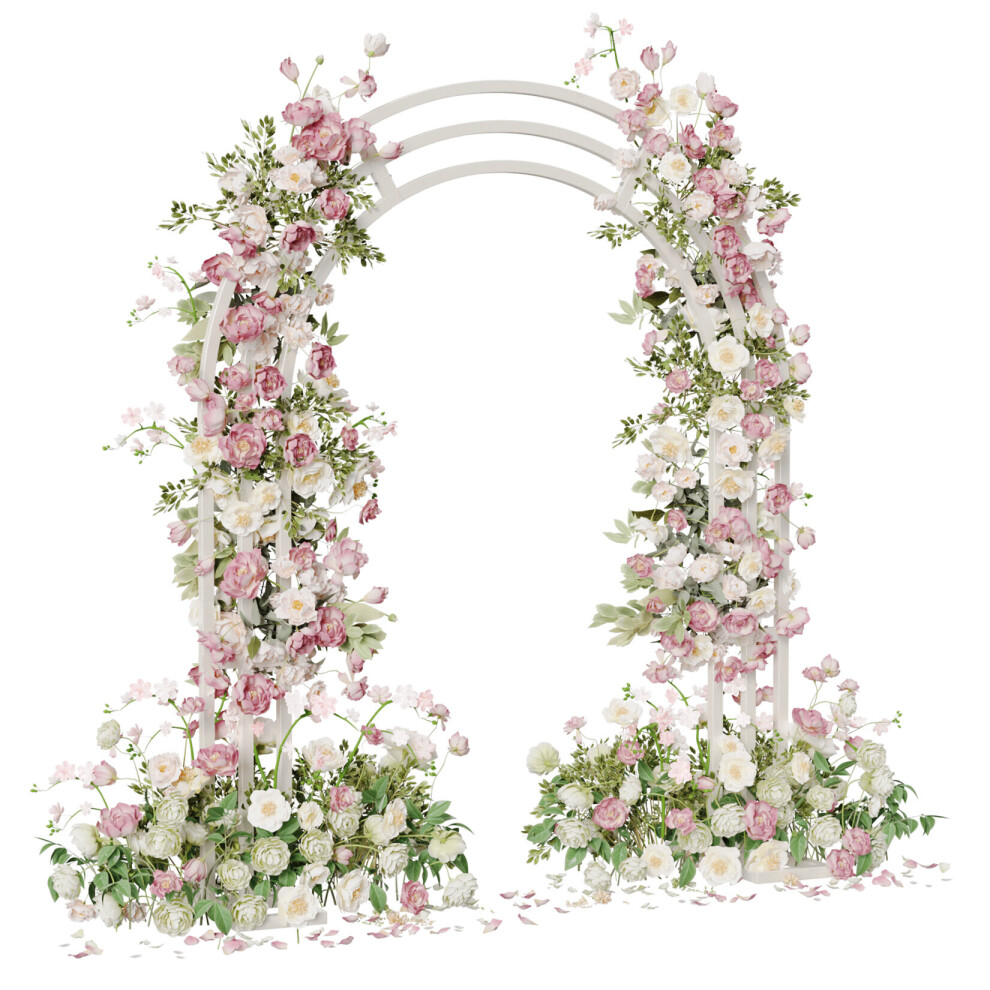 White Wedding Ceremony Arch Frame Metal Backdrop Garden Archway