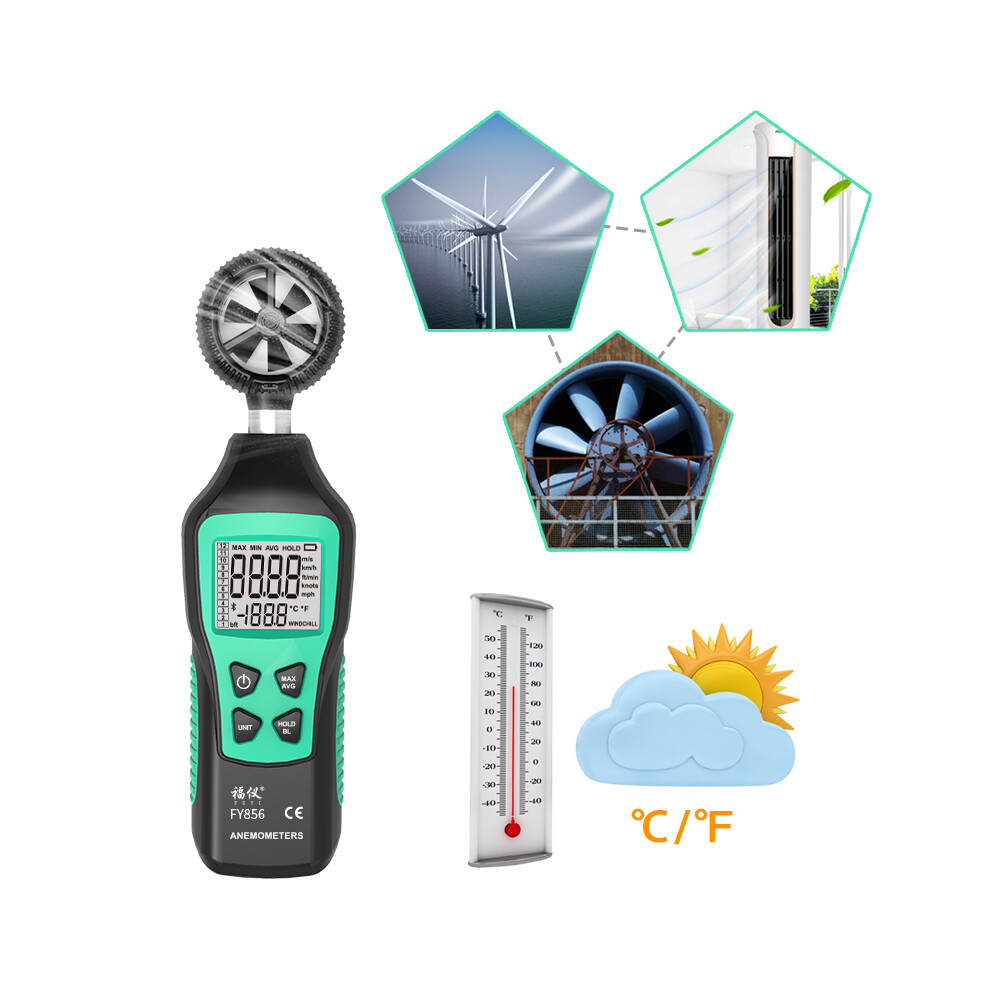 New Digital Anemometer Portable Anemometro Thermometer Wind Speed Gauge Meter 729601522765