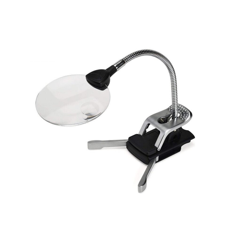 New 2.5X 8X Desk Reading Lamp Clamp Folding LED Lighted Magnifier Loupe Desktop Magnifying Glass With Wireless Magnifier