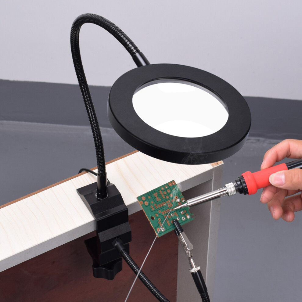 Light New Newacalox 5X Usb Magnifier Led With 2Pc Flexible Arm Illuminated Magnifying Glasses Reading Welding Repair Third Hand Tool