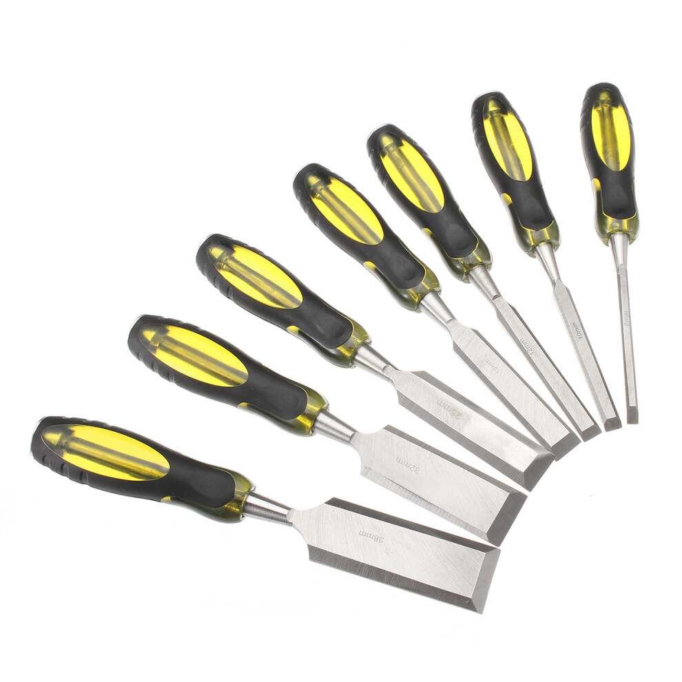 New 6-38Mm 7Pcs Woodworking Carving Chisels Wooden Handle Tool Set 623414359108