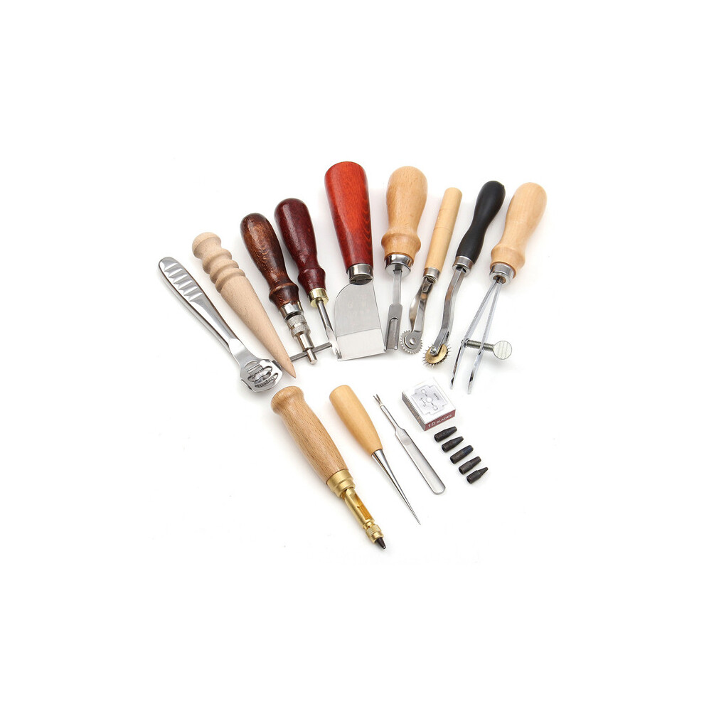 New 13pcs Leather Craft DIY Tool Hand Stitching Cutter Sewing Awl Tools Kit