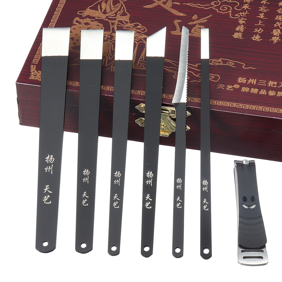 Black/Silver New 7Pcs Cuticle Dry Dead Skin Callus Nail Remover Pedicure Renewal Feet Care Tool Kit