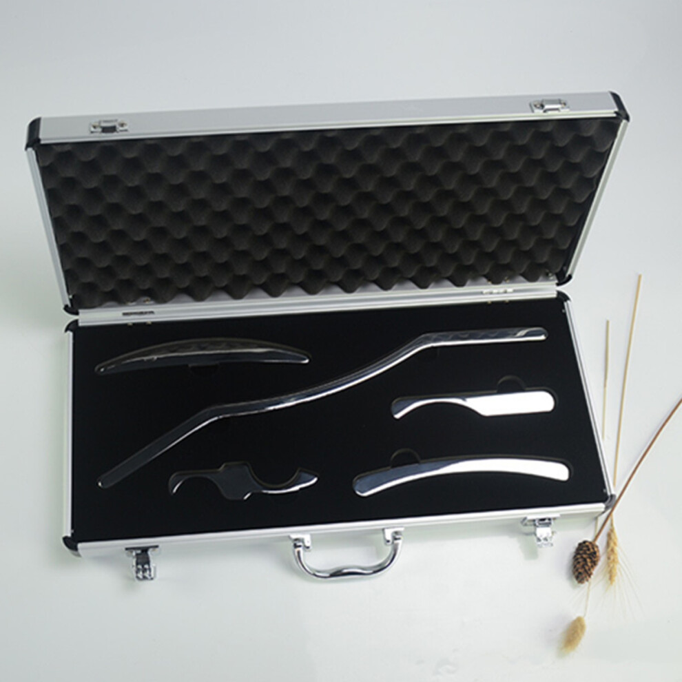 New 5PCS Stainless Steel Grade Scrapers MyoFascial Gua Sha Massage Kit