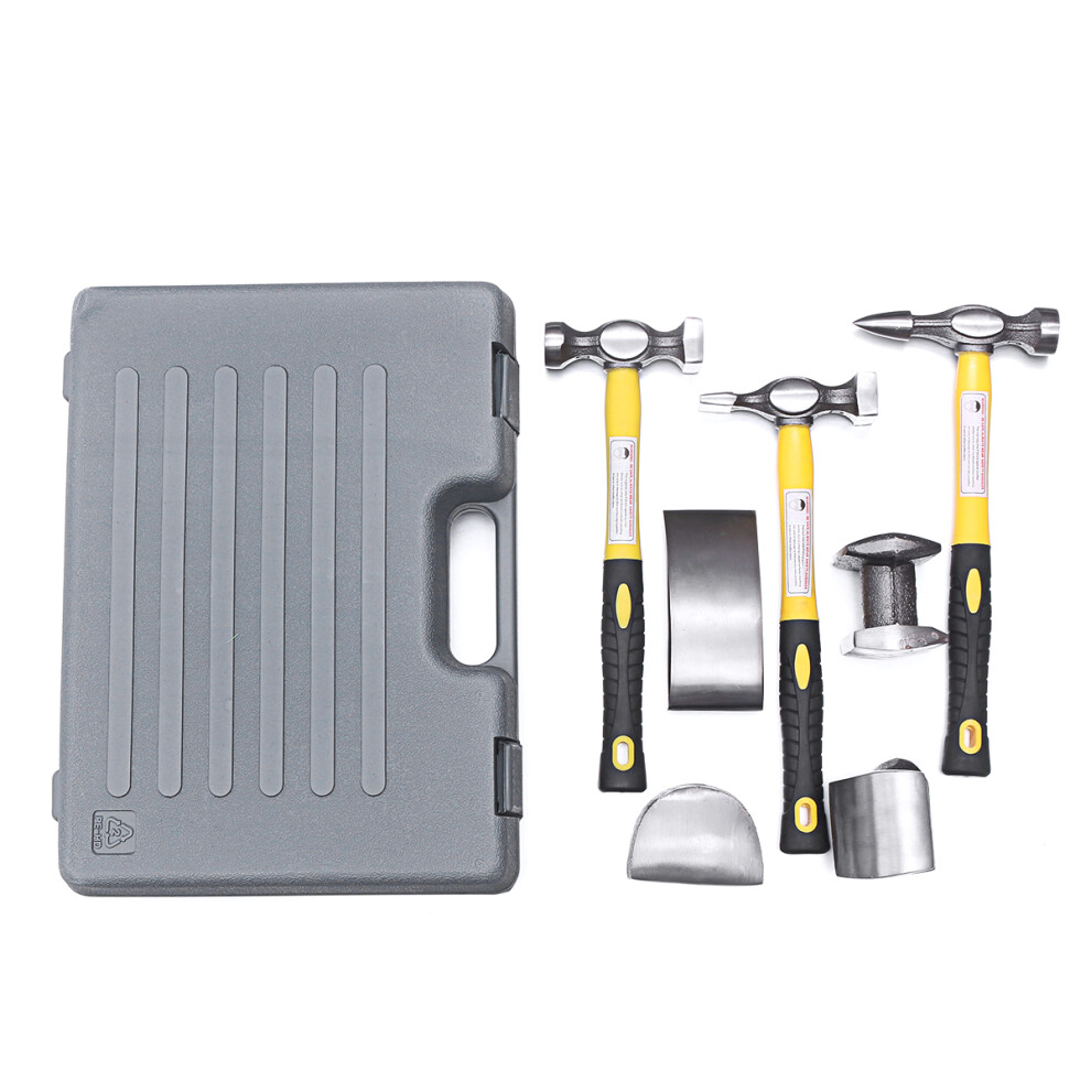 New 7Pcs Car Body Repair Hammers Dolly Kit Auto Panel Beating Dent Ding Auto Tools Yellow/Black 623414362696