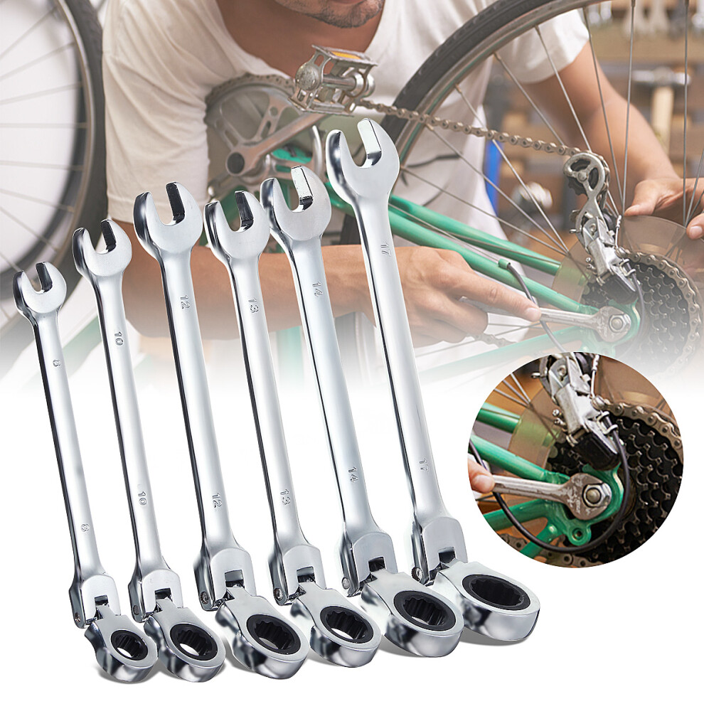 New 6Pcs Gear Wrench Open Spanner Movable Ratchet Repairing Tool 8Mm 10Mm 12Mm 13Mm 14Mm 17Mm 623414376440