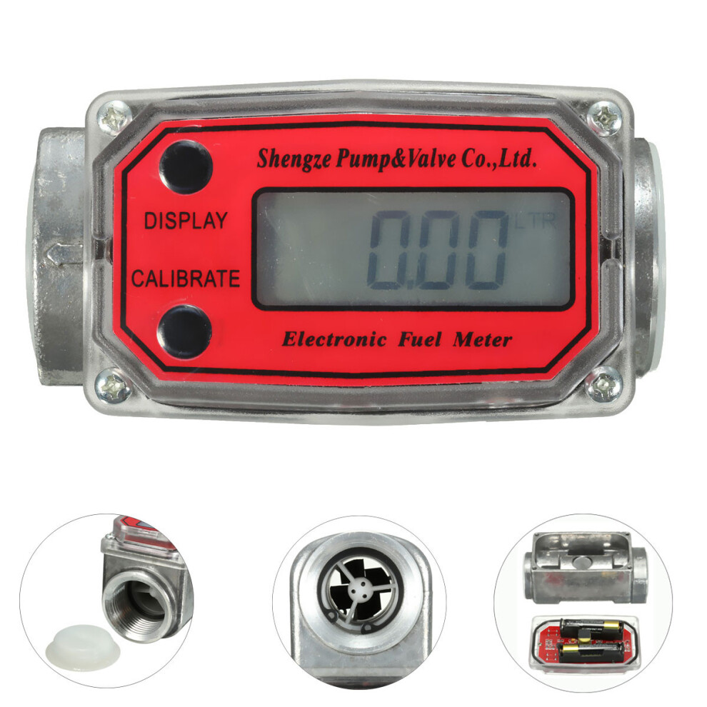 New 1Inch Digital Oval Gear Turbine Flow Meter Kerosene Fuel Flow Meter 15-120L/Min 729601510908