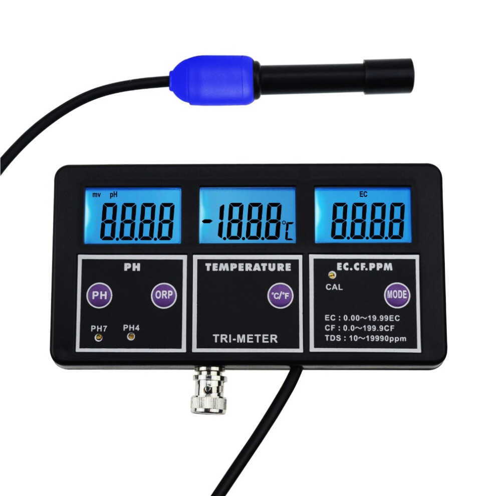 New 6 In 1 Water Quality Multi-parameter PH EC CF TDS(ppm) ORP Temp Tester Meter Aquariums Hydroponics Pool Fish Tank Pond Drinking
