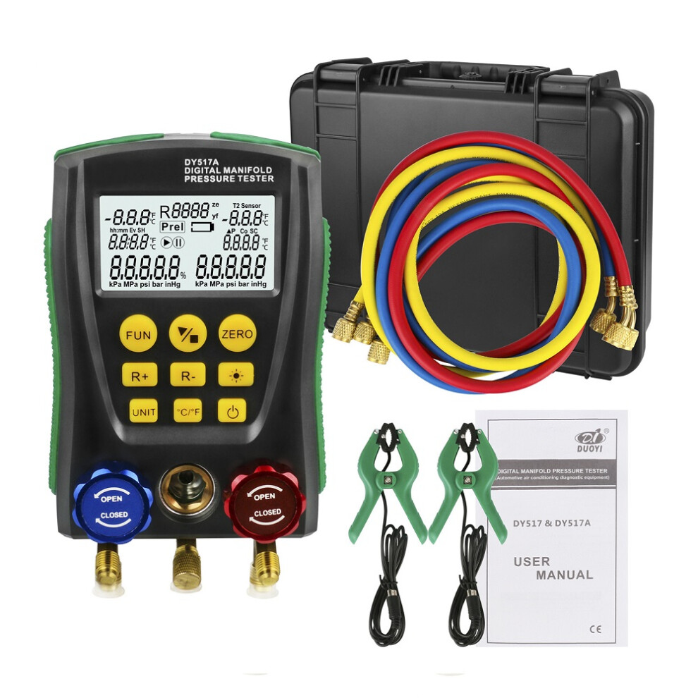 New Duoyi Dy517a Refrigeration Digital Manifold Pressure Gauge Set Vacuum Pressure Meter Testing Hvac Temperature Tester 729601517969