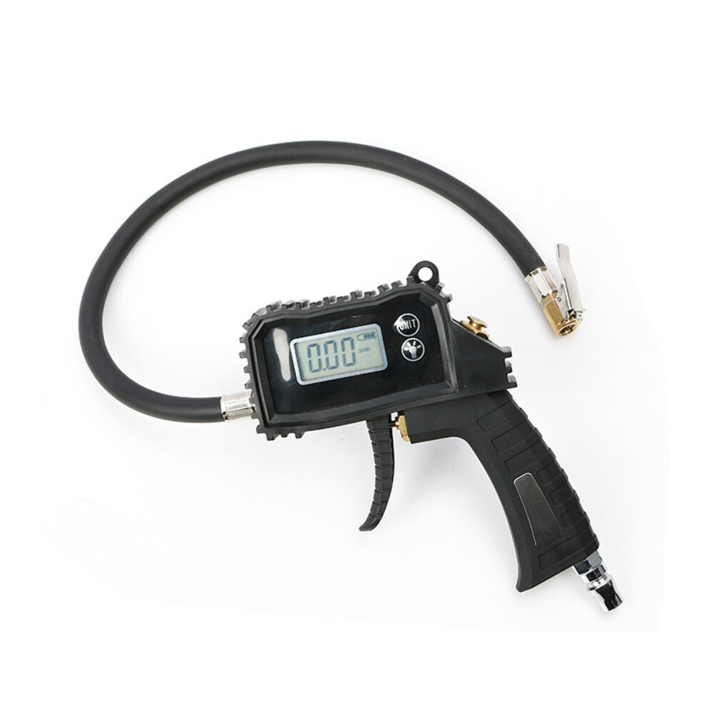 New Car Tyre Lcd Digital Display Inflation Meter Inflator Compressor Pressure Hose Gauge Black 729601517686