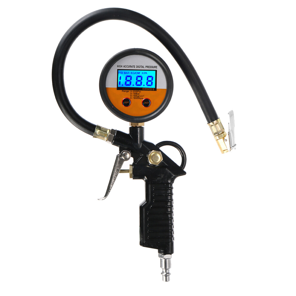 New Lcd Digital Pressure Hose Gauge Car Air Tire Tyre Inflator Compressor Black 729601517662