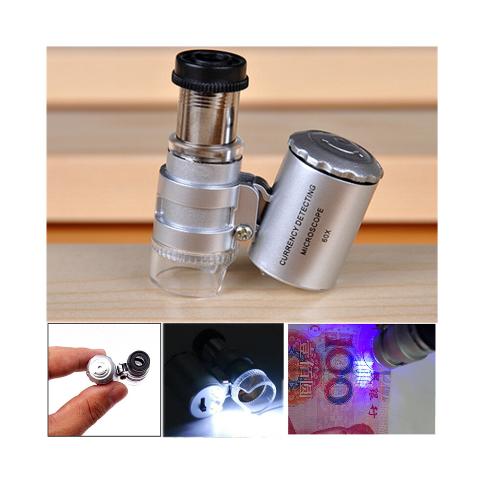 Light 60X Magnifying Magnifier Jeweler Eye Jewelry Loupe Loop Led Microscope Abe