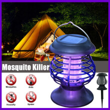 Electric Fly Zapper Mosquito Insect Killer UV LED Purple Tube Light Trap Pest Solar IP65 Working 8 Hours 600mAh Powered Repeller Campin