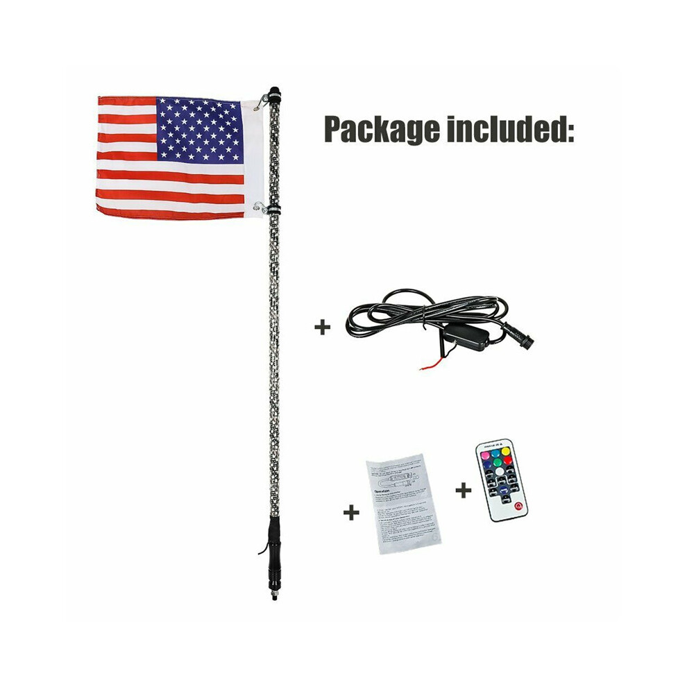 5ft Light Antenna LED Whip Light Flagpole w/Flag Remote For UTV RZR ATV Polaris