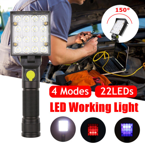 15W LED Magnetic Work Light 4 mode Foldable Rechargeable Car Garage Mechanic Flashlight Torch Lamp
