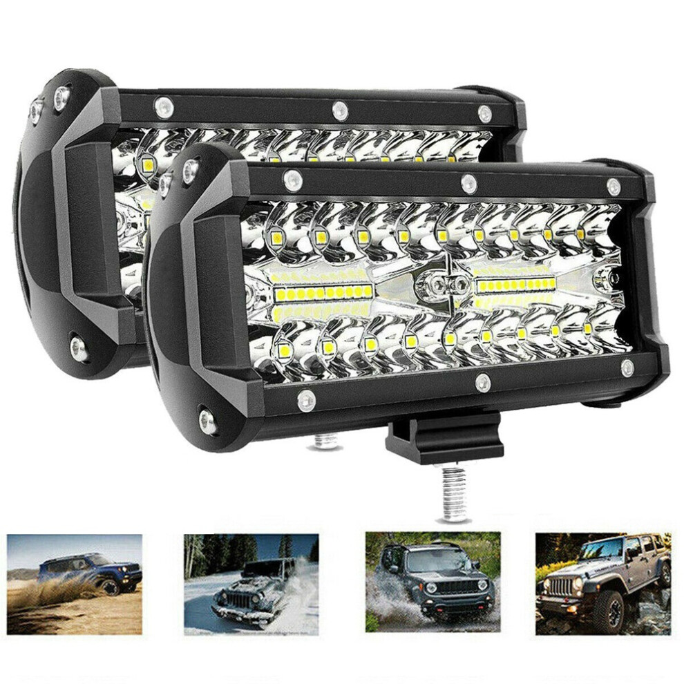 2Pcs 7Inch 800W Led Work Bar Flood Spot Combo Fog Lamp Offroad Driving Truck Light 600537015234