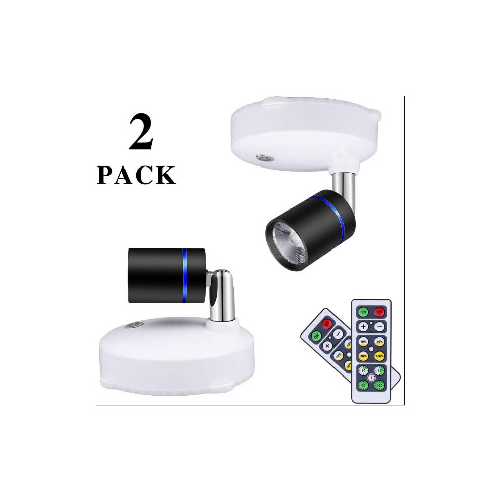 Black/White 2Pcs Battery Powered Downlight Rotatable Led Mini Spotlight With Remote Control Small