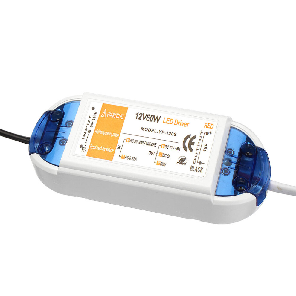 Ac90-240V To Dc12v 5A 60W Power Supply Adapter Constant Current Led Driver For Led Strip Light 9360667548453