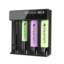 4-Slot USB Li-ion Battery Charger with Independent Channels, LED Power Indicators, TC/CC/CV 3-Stage Charging (3.7-4.2V), for 18650/26650/21700